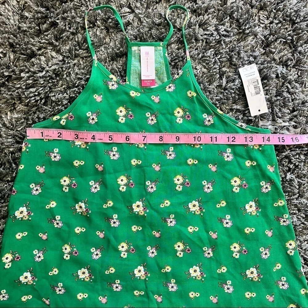 No Boundaries Green Floral Spaghetti Strap Tank Top XS - Picture 5 of 8